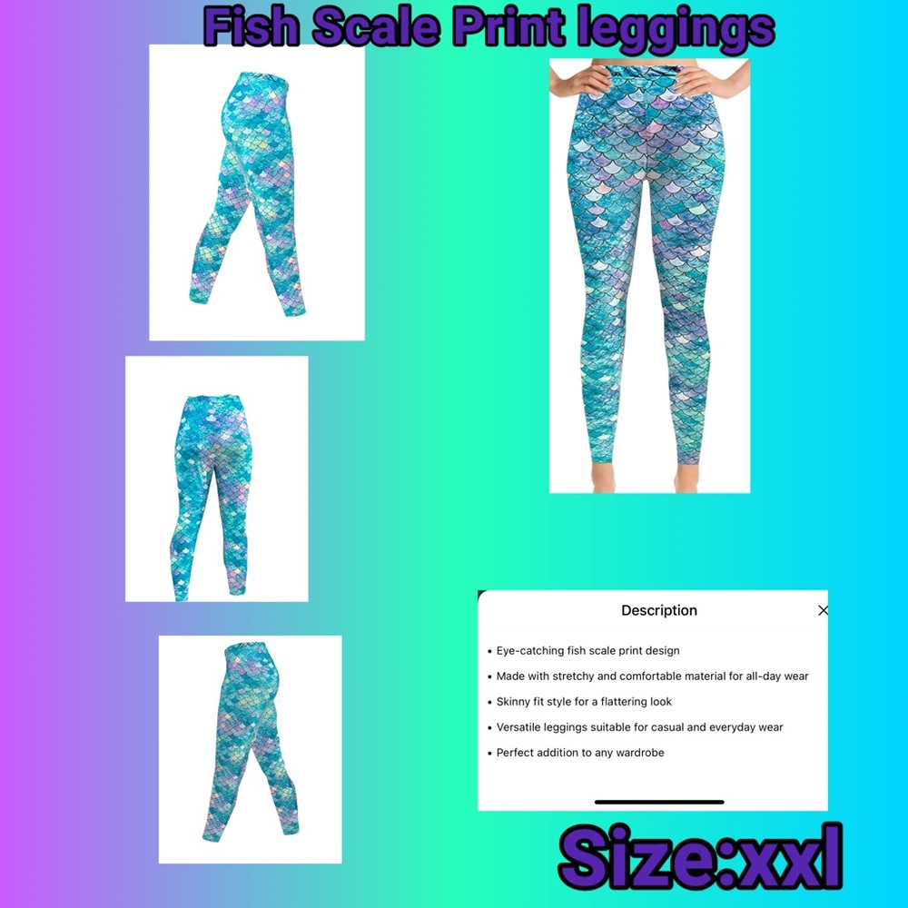 Fish Scale Print Skinny Leggings